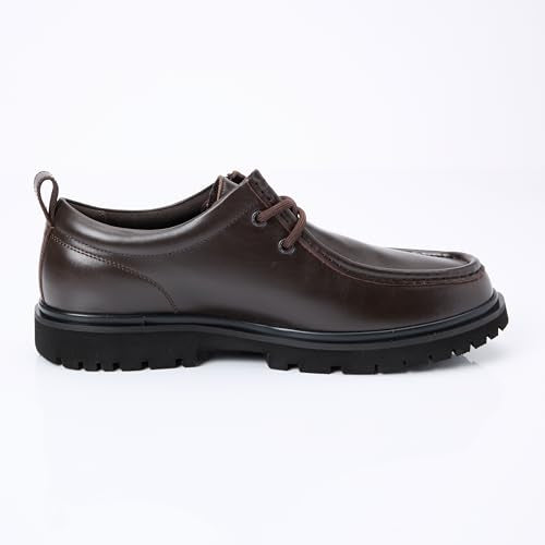Calvin Klein Náuticos Hombre Hybrid Apron Laceup Shoe Elegantes, Marrón (Dark Brown/Black), 43
