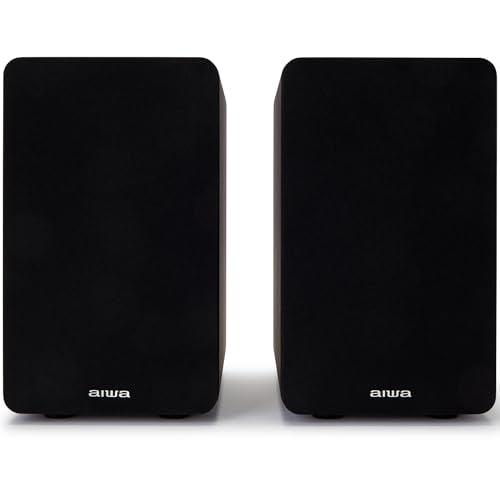 Aiwa SP-A100 Altavoces de estantería pasivos, Par de Altavoces de estantería,Hi-Fi Altavoz de 2 vías, 150W de Potencia, Woofer de 5.25", Bookself Speakers, con Sistema Reflex de Graves. Color: Negro