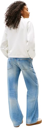 Tommy Jeans Cazadora de entretiempo Mujer Zip Cotton con cremallera, Blanco (Ecru), S