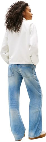Tommy Jeans Cazadora de entretiempo Mujer Zip Cotton con cremallera, Blanco (Ecru), S