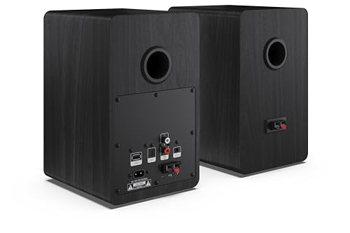 Sharp CP-SS30(BK) Pareja Altavoces estantería Activos 2vías, 60W RMS (2x30W) Carcasa Madera, Bluetooth v5.0, USB, óptica, Auxiliar, RCA, Ajuste Graves y Agudos, Rejilla extraíble, Mando a Distancia.