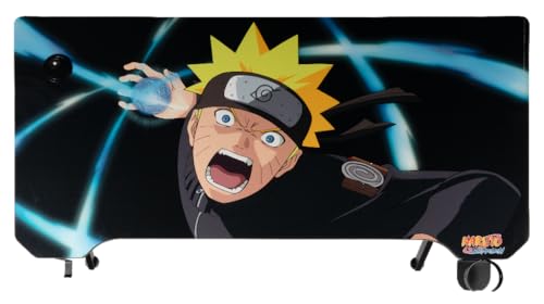 Konix Naruto Shippuden Escritorio Gaming 121 x 69 x 76 cm en Forma de Y - Mesa de Madera y Metal - Portavasos - Soporte para Auriculares - Motivo Naruto Rasengan