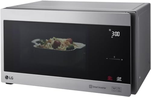 LG Microondas MS2595CIS con tecnología Smart Inverter 25 litros de capacidad, 1000 W, programas automáticos, niveles de potencia ajustables y función EasyClean, color plateado