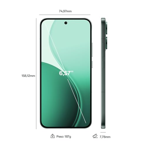 OPPO Reno14 FS 5G – Smartphone Libre con IA, 12GB RAM + 512GB, Cámara Triple 50MP, Batería 6000mAh, Carga Rápida 45W, Pantalla AMOLED 120Hz, IP69, Dual SIM, Android, Versión Española - Luminous Green