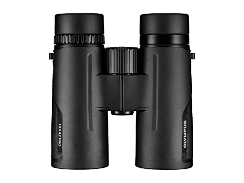 Olympus Prismáticos 10x42 PRO, Visión natural, clara y luminosa, robustos, impermeables, delgados, diseño sencillo - para viajar, hacer senderismo, deportes y observación a corta distancia