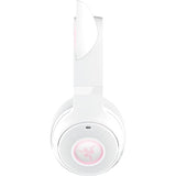 Razer Kraken Kitty V2 BT - Auriculares inalámbricos Bluetooth RGB con Orejas de Gatito para Juegos y Streaming (325g, Triforce de 40mm, Bluetooth 5.2, micrófonos con cancelación de Ruido) Blanco