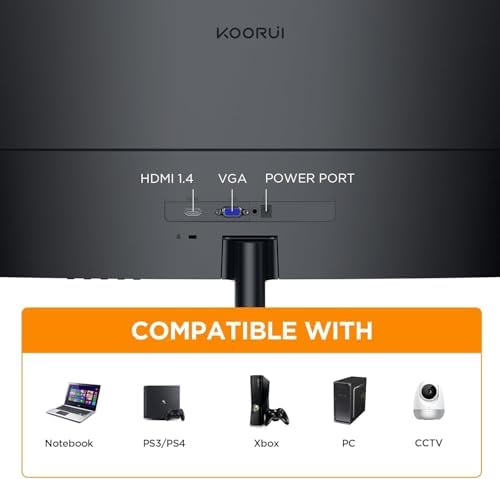 KOORUI Monitor Curvo - 27 Pulgadas Full HD (1920x1080 a 75 Hz, 5ms, VA 3000:1, Curvatura 1500R, HDMI, VGA, Antirreflejo, Eye Ease, Inclinación)