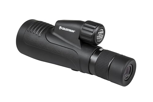 Celestron 72373 Outland X Monocular Resistente al gua 10-30x50 mm con trípode, paño Limpieza, Tapas oculares y Funda - Carcasa Resistente, Prisma BaK-4 y óptica con Revestimiento múltiple, Negro