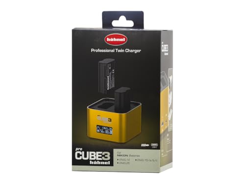 Hähnel - ProCube3 - para Nikon - Cargador dúo DSLR - Carga más rápida - Entrada USB Tipo C