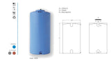 Depósito de Polietileno para Agua, cilíndrico Vertical, Mod. 120 litros, Fabricado en Italia