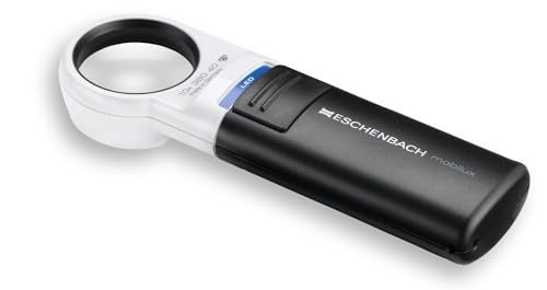 Eschenbach HandyuxLED - Lupa de Mano con iluminación LED (10 aumentos, diámetro de la Lente: 35 mm)