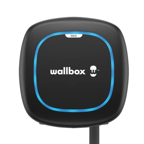Wallbox Kit Pulsar MAX (Cargador de vehículo eléctrico, medidor de Potencia y Cable Dock) 22 kW, Cable 5 m, T2 Negro. Compatible con Alexa y Google Home.