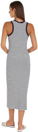 Tommy Hilfiger Vestido para Mujer Maxi Dress sin Mangas, Multicolor (Mini Stp Desert Sky/ White), S