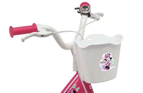 A.T.L.A.S. Bicicleta Infantil de 16 Pulgadas para niña, Disney + Casco Minnie Incluido niños, Rosa y Blanco idéntico a Las Fotos, 16''