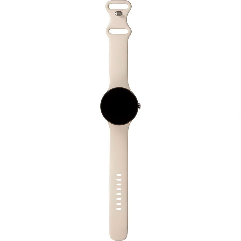 Google Pixel Watch, Reloj con rastreador de Actividad, Reloj Inteligente con rastreador de frecuencia cardíaca, Carcasa de Acero Inoxidable Plateado Pulido con Correa Deportiva LTE con Tiza