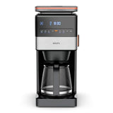 Krups Grind Aroma XL KM842810 Cafetera de filtro, mecanismo de cono extraíble, panel de control digital, capacidad XL (1,5 L), función de conservación del calor, jarra de cristal, color negro y acero