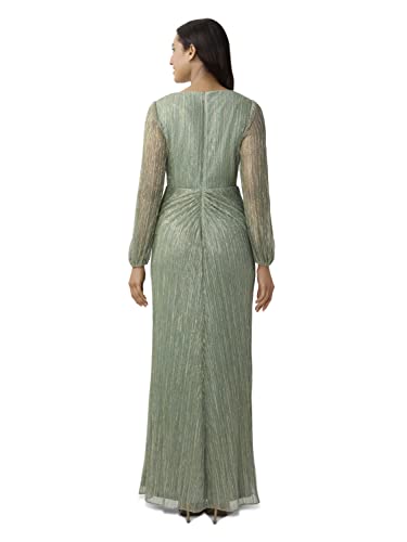 Adrianna Papell Metallic Mesh Draped Gown Vestido para ocasión Especial, Pizarra Verde, 42 para Mujer