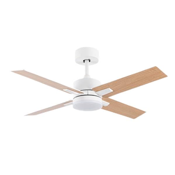 Ventilador DC Talco 20W Blanco, 4 aspas, 6 velocidades y luz LED (3000-4000-6500K, 2350 lm). Silencioso, eficiente, con control remoto, memoria y temporizador. Ideal para cualquier espacio.