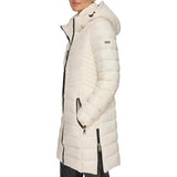 DKNY Cremallera Frontal Plegable Tampón, Blanco, XS para Mujer