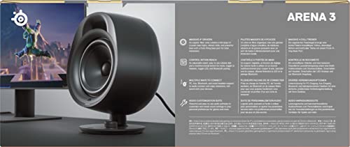SteelSeries Arena 3 - Altavoces gaming de rango completo 2.0 – Audio inmersivo – Controles de altavoz – Controladores de altavoces 4" – Cableado y Bluetooth – Aux de 3.5mm – PC, Mac, Móvil