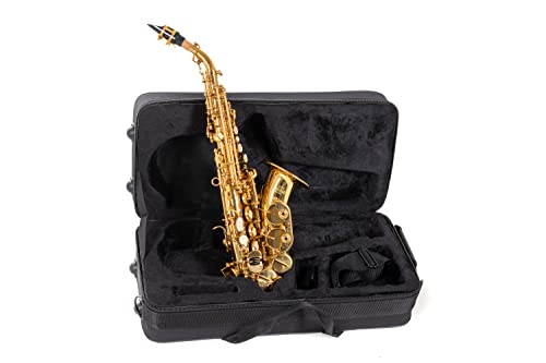 Roy Benson Saxofón Soprano Sib SG-302 (Premium Brass Design, con arco ergonómico RND S-Bow, llave Fa# agudo, almohadilla PISONI, estuche ligero para transporte, con juego de mochila)