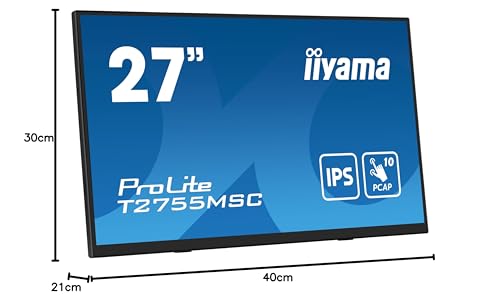 iiyama T2755MSC-B1 27" IPS Bonded PCAP 10P Táctil, 1920x1080, Flat Bezel Free Glass Front, HDMI, Displayport, 360cd/m², USB Hub 2X 3.2, Altavoces, Cámara Web incorporada & Micrófono, Bookstand