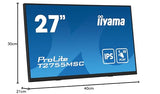 iiyama T2755MSC-B1 27" IPS Bonded PCAP 10P Táctil, 1920x1080, Flat Bezel Free Glass Front, HDMI, Displayport, 360cd/m², USB Hub 2X 3.2, Altavoces, Cámara Web incorporada & Micrófono, Bookstand