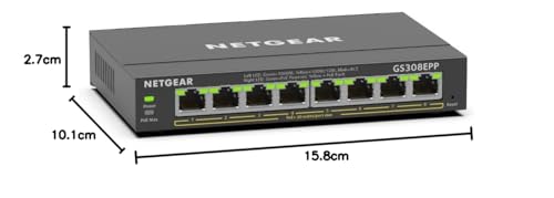 NETGEAR Switch Ethernet, 8 Puertos, conmutador de Red Gigabit Ethernet Plus (GS308EPP) - con 8 x PoE+ @ 123W