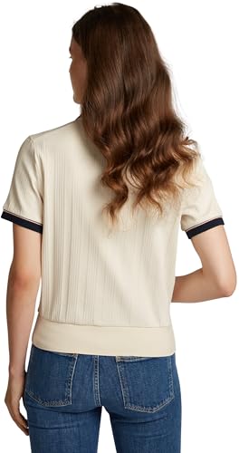 Tommy Hilfiger Polo de Manga Corta para Mujer Regular Fit, Beige (Calico), XL