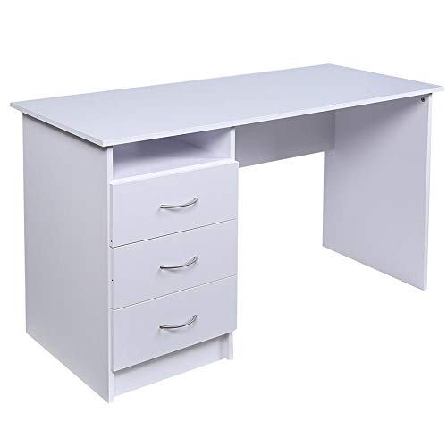 BAKAJI Escritorio con cajonera de 3 cajones + Estante Abierto, Mesa de Trabajo para Ordenador de Madera MDF para decoración de casa, Oficina, Dormitorio, diseño Moderno, tamaño 120 x 51 x 72 cm