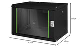 DIGITUS Armario de Red, Rack de 19 Pulgadas, 7U, Montaje en la Pared, Profundidad 450 mm, Capacidad de Carga 100 kg, Serie Unique, Negro