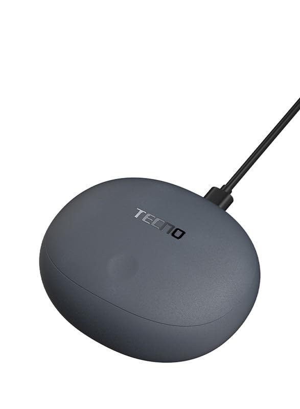 Tecno True 1 TWS Auriculares in-Ear con reducción de Ruido con Graves Profundos, 45 Horas de reproducción, IPX5 Resistente y Compartimento para batería portátil, Gris