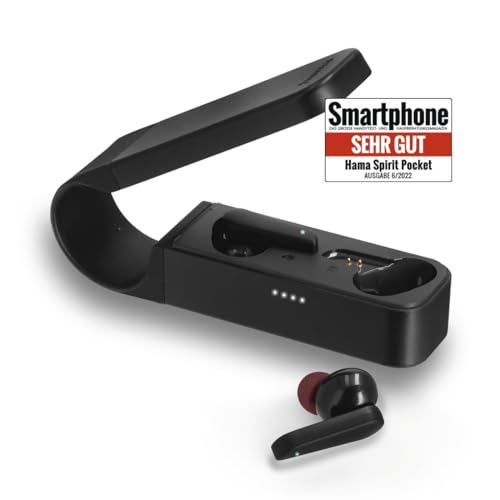 Hama | Auriculares Bluetooth (6h de música, True Wireless, Micrófono Integrado, Sensor táctil, Compatible con Siri y Google Assistant), Color Negro