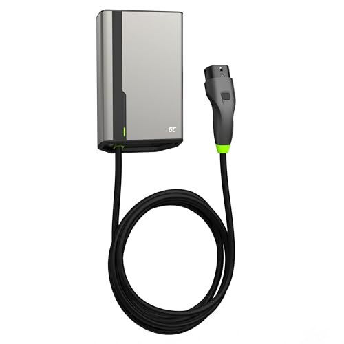 Green Cell GC HabuDen Wallbox 22 kW 32 A 5 m Type 2 Charging Cable Intelligent EV Charging Station with GC App Bluetooth WiFi Compatible with All Electric Cars Electric Car Home Charging with 22 kW /