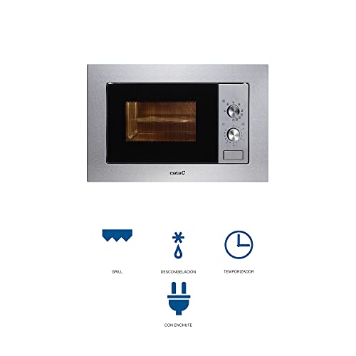 CATA 20 MC IX 20L 800W Acero Inoxidable-Microondas (Integrado, 20 L, 800 W, Giratorio, 100 W), 20 litros, Vidrio