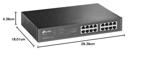 TP-Link TL-SG1016PE Gigabit PoE Switch de 16 Puertos (Smart Smart Managed, 110W 8-PoE Puertos, Plus no Gestionado, Plug and Play, Escritorio, Montaje en Bastidor, Metal, Vida útil)