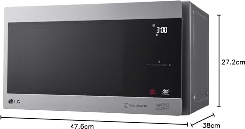 LG Microondas MS2595CIS con tecnología Smart Inverter 25 litros de capacidad, 1000 W, programas automáticos, niveles de potencia ajustables y función EasyClean, color plateado