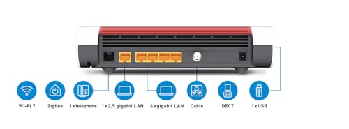 Fritz!Box 6670 Cable | Router Wi-Fi 7 con módem por Cable, Zigbee y DECT ULE, LAN de 2,5 Gigabit, Mesh Wi-Fi, USB, transmisión de TV | Compatible con Ziggo, Delta y más | Incluye actualizaciones