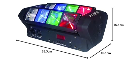 Ibiza - LED8-MINI - Mini-spider con efecto de luz RGBB y 4 focos dinámicos - Negro