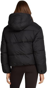 Calvin Klein Cazadora acolchada Mujer Short Hooded Puffer con capucha, Negro (Ck Black), XS
