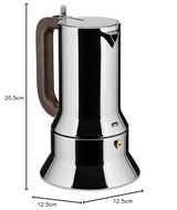ALESSI 9090/6 - Cafetera italiana de acero inoxidable brillo 18/10 con base magnética