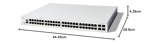 Cisco Switch gestionado Catalyst 1300-48T-4X, GE de 48 Puertos, SFP+ GE 4x10, protección Limitada de por Vida (C1300-48T-4X)
