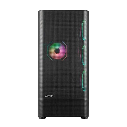 Abysm Gaming Caja ATX Danube SAVA H500 II Air Black con Cristal Lateral Templado, Panel de Rejilla, Siete Slots de Expansión y 4 Ventiladores de 120 mm ARGB Preinstalados