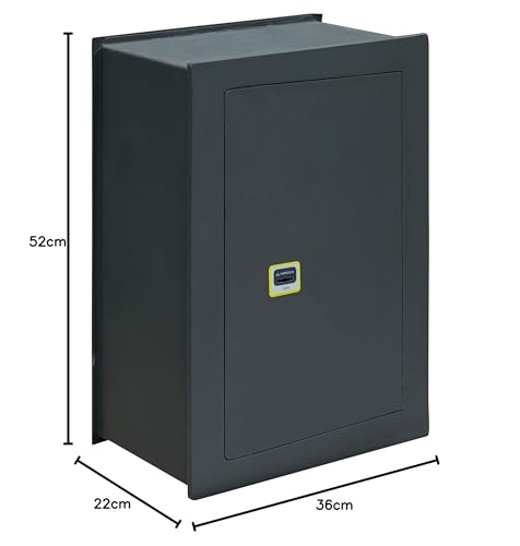 ARREGUI Ideal 10 281380 Caja fuerte de empotrar a pared con cerradura de llave, Caja de Seguridad para casa y negocio, fácil de usar, alto nivel de seguridad, 52 x 36 x 22 cm, 27 L Gris Oscuro
