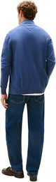 Tommy Hilfiger Jersey con cremallera Hombre Essential Cotton Zip Thru con cuello alto, Azul (Aegean Sea), M