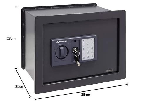 Arregui W25EB Caja Fuerte de Acero con Cerradura, Gris Oscuro, Pared-28x38x25 cm