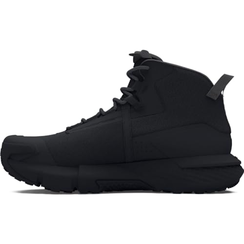 Under Armour UA Charged Valsetz Mid Zapatos tácticos para hombre, cómodas y duraderas botas de montaña, color negro/negro/gris azabache