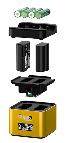Hähnel - ProCube3 - para Nikon - Cargador dúo DSLR - Carga más rápida - Entrada USB Tipo C