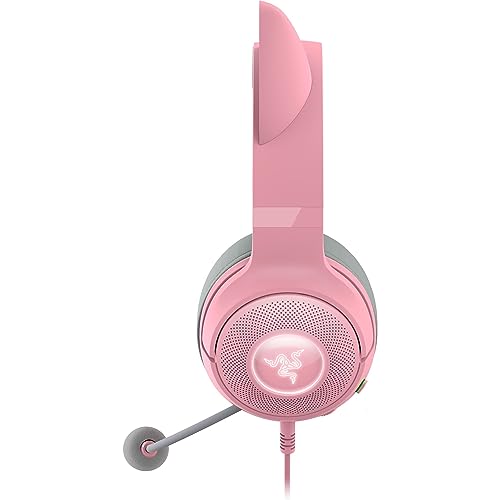 Razer Kraken Kitty V2 - Auriculares RGB por Cable con Orejas de Gatito (Iluminación reactiva al Streaming, Micrófono cardioide HyperClear, Diafragmas de 40 mm Triforce, Sonido Envolvente 7.1) Quartz