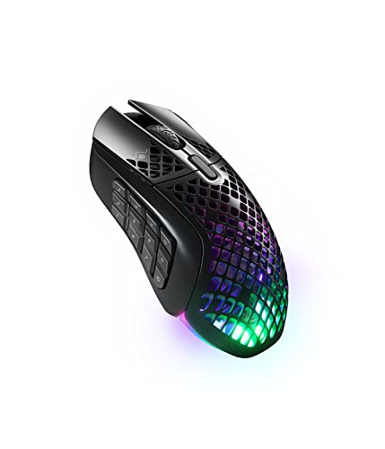 SteelSeries Aerox 9 Wireless - Ratón gaming RGB - Ultraligero resiste al agua - 18 botones - Bluetooth/2,4 GHz - Sensor TrueMove Air 18K DPI